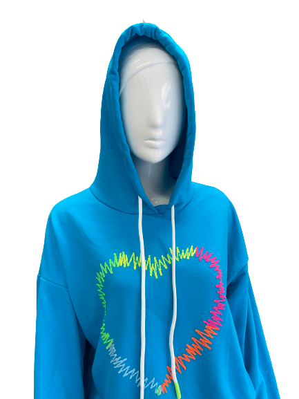 Sweat bleu à capuche
