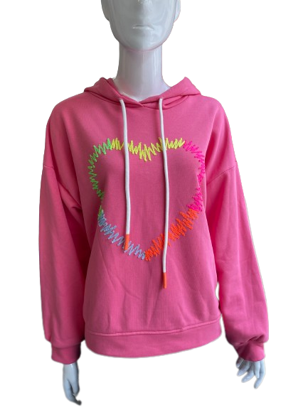 Sweat rose à capuche