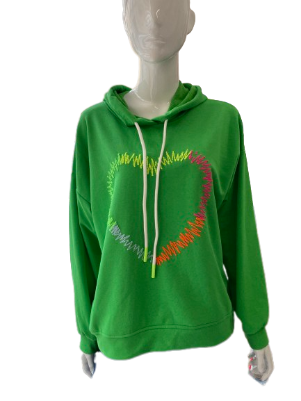 Sweat vert à capuche