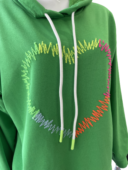 Sweat vert à capuche
