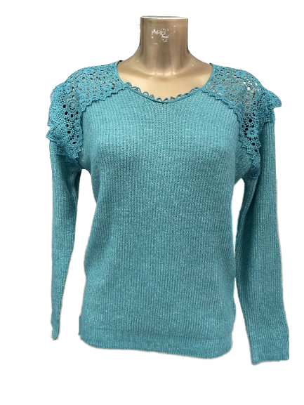 Pull vert dos brodé