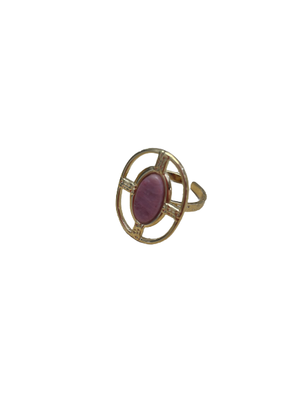 Bague Dianthe dorée avec pierre Rhodonite