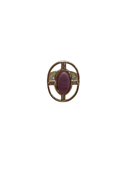 Bague Dianthe dorée avec pierre Rhodonite