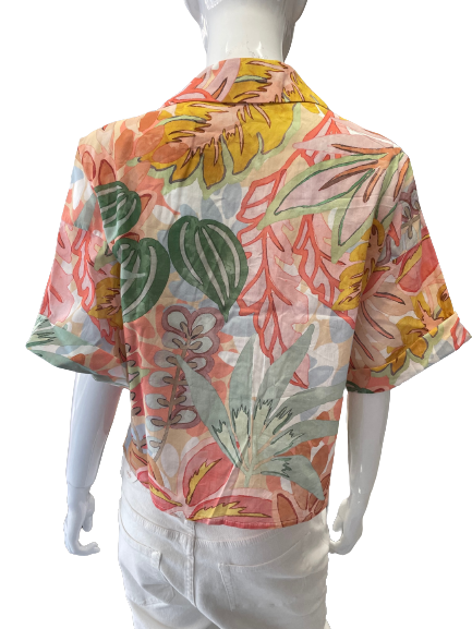 Chemise manches courtes à imprimé feuillage