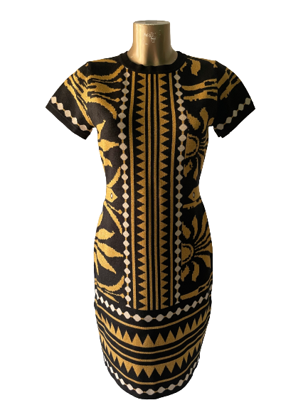Robe en maille jacquard géométrique