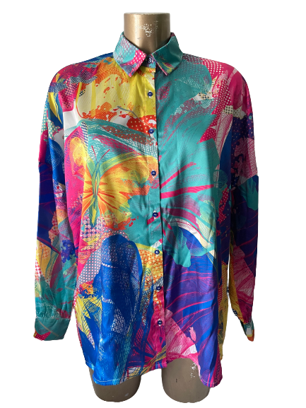 Chemise à imprimé papillons multicolore