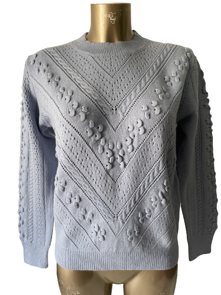 Pull bleu à motif chevron