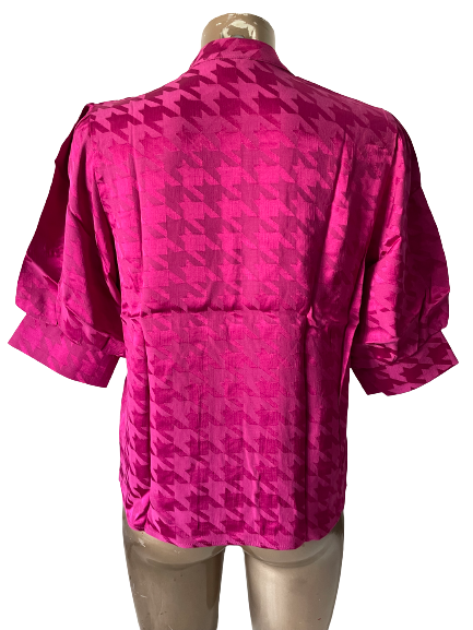 Blouse effet satin pied-de-poule