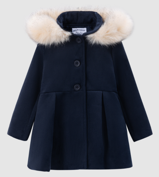 Manteau bleu marine à capuche Fille