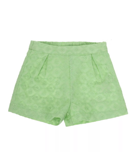 Short coton brodé vert anis fille