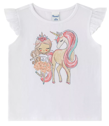 T-shirt Blanc Licorne Fille