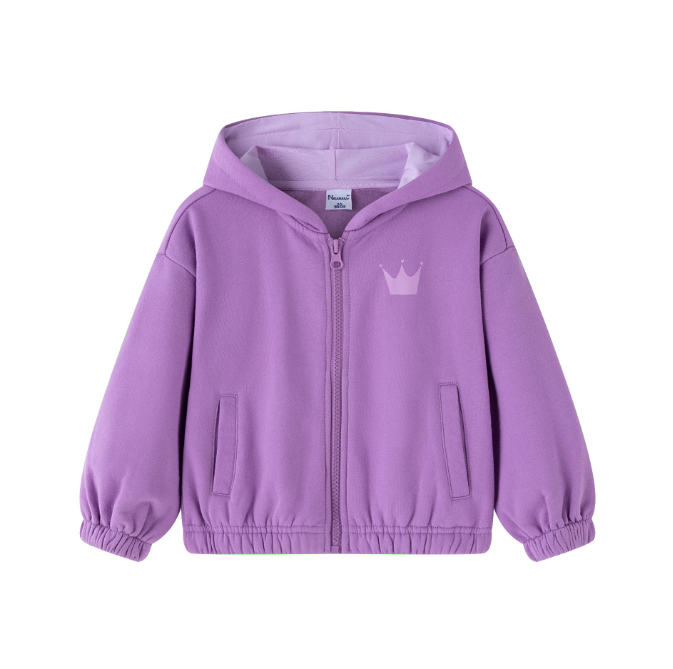 Sweat zippé violet à capuche Couronne Be a princess everyday Fille