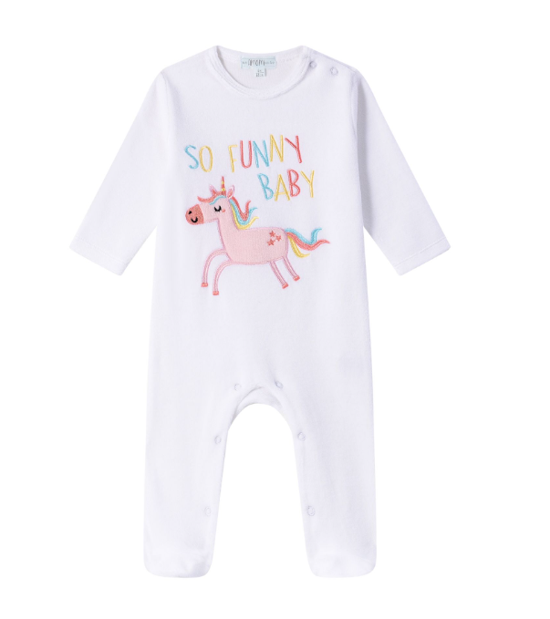 Pyjama velours blanc Licorne So Funny Baby