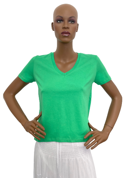 T-shirt vert col V