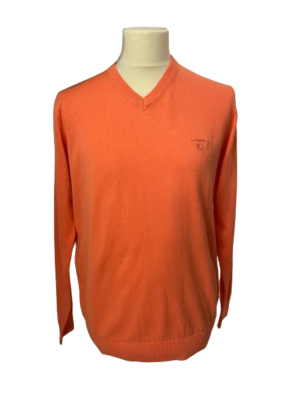 Pull orange col V mixte