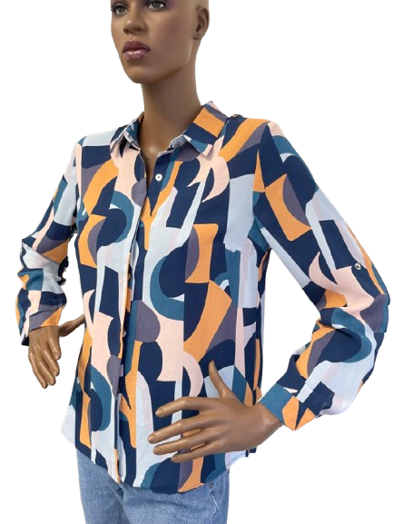 Chemise imprimée multicolore (bleu /orange)