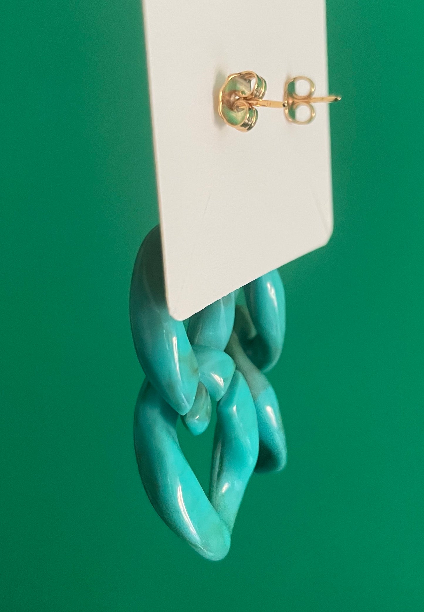 Boucles d’oreilles en plaqué or et gros maillons en acrylique Turquoise